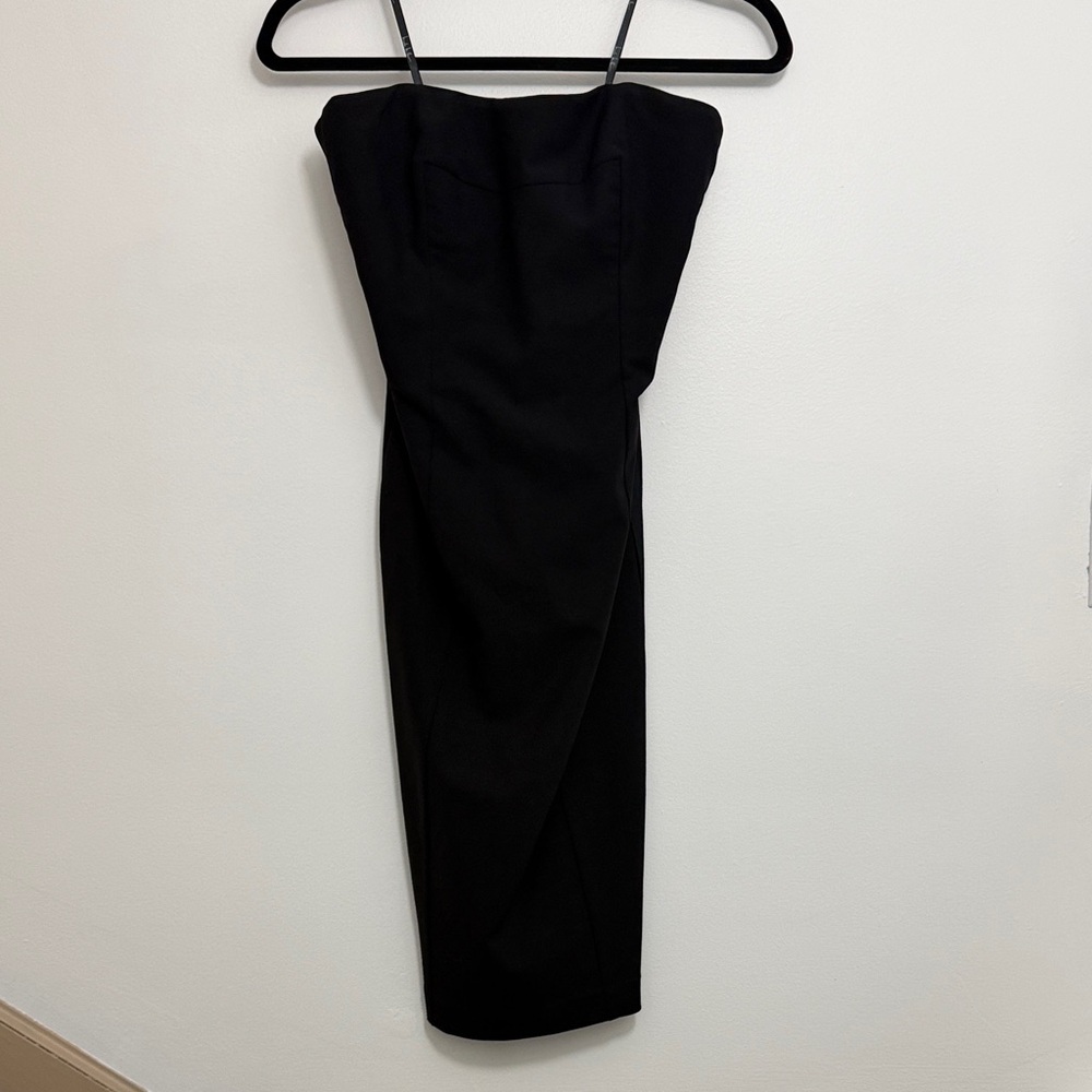 Nicole Miller Collection Wool Blend Strapless Black Dress